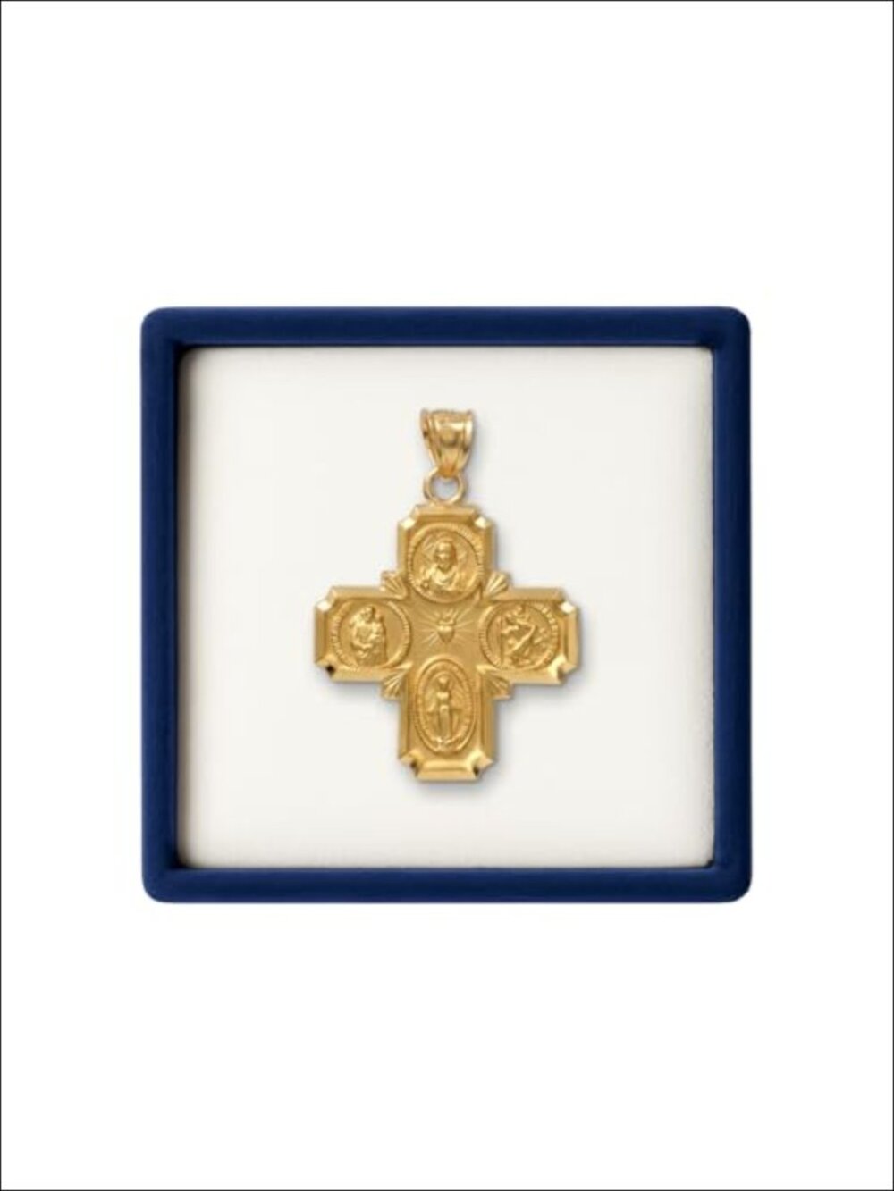 14K Yellow Gold Four-Way Cross Pendant Necklace Charm Women Men USA